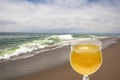 Glass of Wine on the Beach Royalty Free Stock Photo