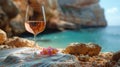 Glass of Wine on Beach Royalty Free Stock Photo