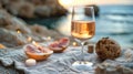 Glass of Wine on Beach Royalty Free Stock Photo
