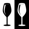 Glass of wine. Black and white silhouette drawing Royalty Free Stock Photo