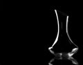 Glass wine decanter with black background