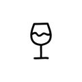 Glass of wine doodle icon, vector illustration