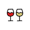 Glass of wine doodle icon, vector illustration