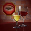 Glass wine glass with red wine, white wine, cocktail, cider. Royalty Free Stock Photo