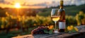 Glass Of Wine With Grapes And Barrel On A Sunny Background. Italy Tuscany Region Royalty Free Stock Photo