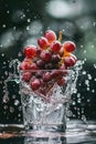 glass of wine grapes close-up. selective focus Royalty Free Stock Photo