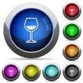 Glass of wine round glossy buttons Royalty Free Stock Photo