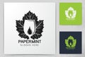 glass wine liquid drop and paper mint logo design inspiration