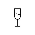 Glass with wine outline vector icon. Thin line wineglass Royalty Free Stock Photo