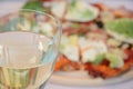 Glass of wine and pizza Royalty Free Stock Photo