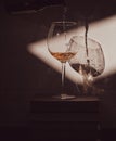 A glass of wine on a stack of books Royalty Free Stock Photo