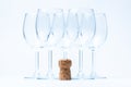 Glass wine stand symmetrically with cork