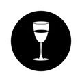 Glass of wine. Vector illustration in the form of a round black and white icon for websites Royalty Free Stock Photo