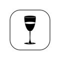 Glass of wine. Vector illustration in the form of a square black and white icon for websites Royalty Free Stock Photo