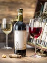 Glass of wine and wine bottle. Royalty Free Stock Photo