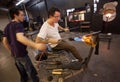 Glass Workers Using Blowtorch Royalty Free Stock Photo