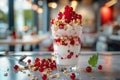 Glass of Yogurt, Granola, and Cherries Royalty Free Stock Photo