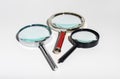 Glass zoom tool for research and analysis. Transparent lens to find details. Business concept of Royalty Free Stock Photo