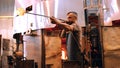 Glassblower free blowing glass