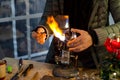 Glassblower at work Royalty Free Stock Photo