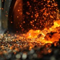 Glassblowing furnace heating up glass with vibrant sparks