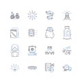 Glassblowing line icons collection. Heat, Malleable, Art, Furnace, Craft, Blowing, Design vector and linear illustration