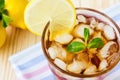 Glasse of ice tea with lemons and mint Royalty Free Stock Photo
