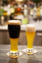 Glassed of dark beer and lager Royalty Free Stock Photo