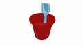 Vector Isolated Illustration of a Red Bucket and a Shovel Royalty Free Stock Photo