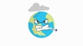 Angry Contaminated Earth with a cloud and a thermometer