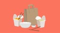 Vector Isolated Illustration of Chinese Takeaway Food