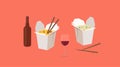 Vector Isolated Illustration of Chinese Food Take Away Royalty Free Stock Photo