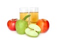 Glasses of apple juice and apples Royalty Free Stock Photo
