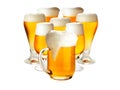 Glasses of beer isolated over white Royalty Free Stock Photo