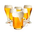 Glasses of beer isolated over white Royalty Free Stock Photo