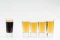 5 glasses of beer symbolize diversity Royalty Free Stock Photo