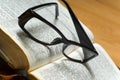 Glasses on a Bible Royalty Free Stock Photo