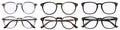 Glasses with black frame, round in shape, isolated on transparent or white background. Glasses designed for correction Royalty Free Stock Photo