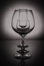 Glasses, black and white, objects, subject shooting, light, shadow, glass, wine, advertising, play of light.