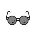 Glasses for blind flat color line icon.
