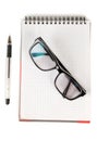 Glasses and blocknote five Royalty Free Stock Photo