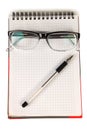 Glasses on blocknote four Royalty Free Stock Photo