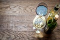 Glasses and bottles with red and white wine Royalty Free Stock Photo