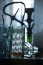 Glasses, bottles and sisha Royalty Free Stock Photo