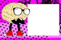 Glasses brain cartoon pictureframe background Royalty Free Stock Photo