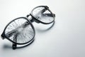 Glasses with broken lenses on a light background. Space for text. Royalty Free Stock Photo