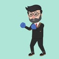 Glasses Businessman Boxer Style Color Illustration