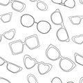 glasses black and white seamless pattern in vector Royalty Free Stock Photo