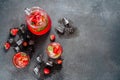 Glasses and Carafe with Bio Strawberry Beverage Royalty Free Stock Photo