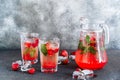 Glasses and Carafe with Fresh Strawberry Drink Royalty Free Stock Photo